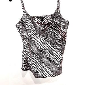 BANANA REPUBLIC FACTORY - Maroon/White Print Tank Top - PETITE